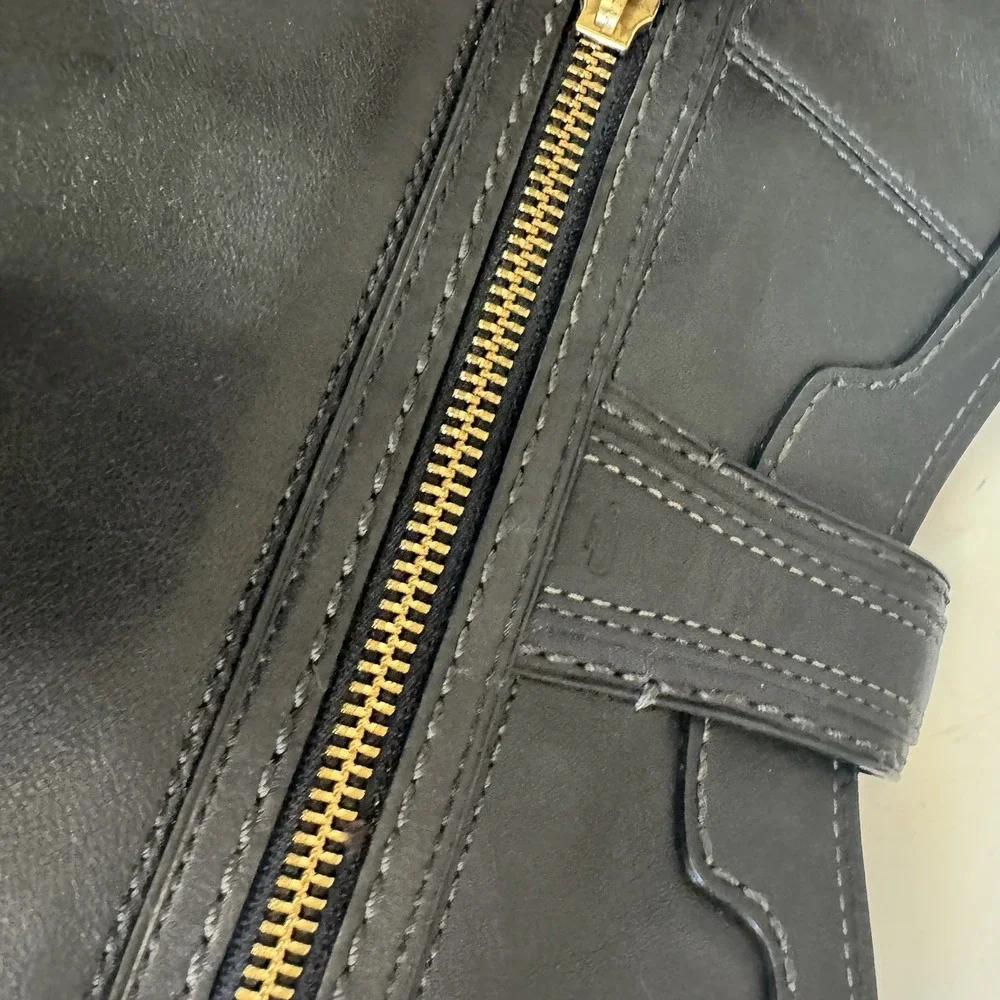 Coach Hampton Vintage Black Leather Slim Clip Hobo Shoulder Bag Purse 0793-11043